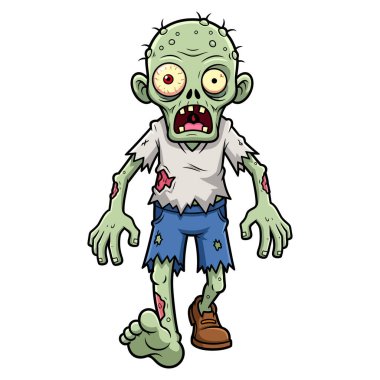 Yeşil derili ve yırtık elbiseli Grotesk bir Ölümsüz Yaratık Korkunç bir tavırla Tökezliyor