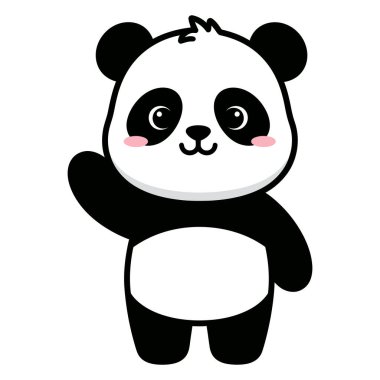Sevimli Çizgi Film Pandası Sevimli Yanaklarıyla Merhaba ve Çocuklar İçin Büyük Gözler