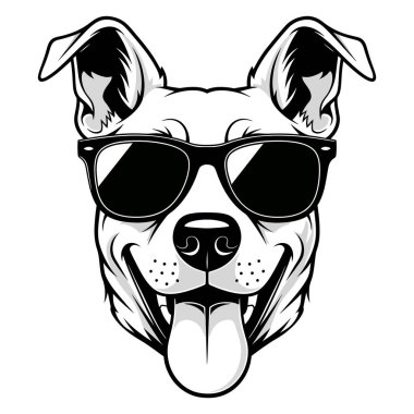 Mutlu Serin Köpek, güneş gözlüğü takıyor Dili dışarıda ve Gülümsüyor