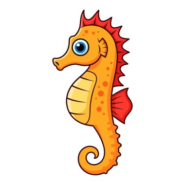 Büyük Mavi Gözlü ve Kızıl Yüzgeçli Sevimli Turuncu Deniz Atı Okyanus Derinlikleri 'nin Tuhaf Denizci Yaratığı