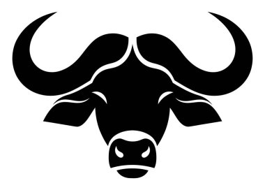 Güçlü bir Bufalo Başı 'nın Çarpıcı Silueti Görkemli Kavisli Boynuzları ve Yoğun Bakışıyla