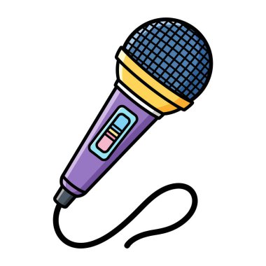 Müzik ve Performans Faaliyetleri İçin Siyah Kordonlu Canlı Mor ve Sarı Mikrofon