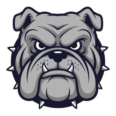 Agresif Bulldog Maskot Spor Takımları ve Atletizm Kulüpleri için Amblem Tasarımı Vahşi Köpek Yaratık Çizimi