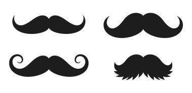 Tasarım ve İllüstrasyon İçin Farklı Bıyıklı Siluetler Koleksiyonu