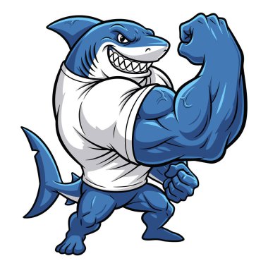 Kaslı Köpekbalığı Flexing pazıları ve Güçlü Kol Gücü ve Atletizmi Gösteriş