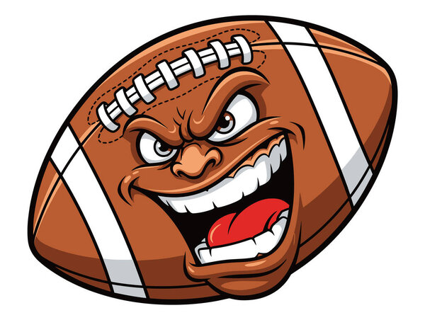 Aggressive American Football Character Mascot with a Fierce Grin and Intense Eyes Ready to Play the Game