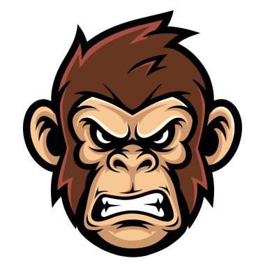 Kızgın Maymun Suratlı Spor Takımları ve Oyun Kulüpleri için Kızgın Maymun Yüzlü Çizgi Film Amblemi