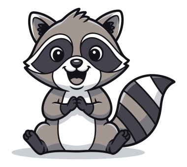 Sevimli Bebek Rakun Yapışkan Pençeleri ve Büyük Gözleriyle Mutlu Bir Oyuncak Duruşta Eğlenceli Etkinliklere Hazırlanıyor