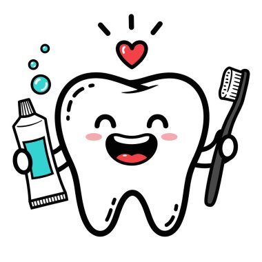 Tapılası Mutlu Diş Tutma Karakteri Diş macunu ve Diş fırçası Mükemmel Diş Sağlığı Uygulamaları