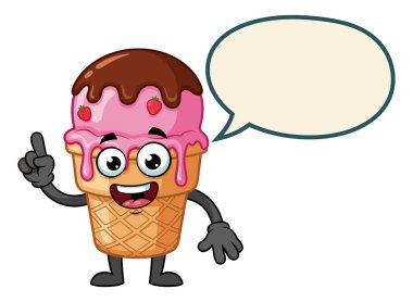 Mutlu Çilekli Dondurma Karakteri Lezzetli Yaz Muamelesi