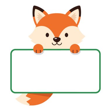 Pençeleriyle boş bir işaret tutan şirin tilki çizgi filmi özel mesajınız için hazır.