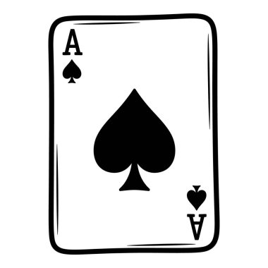 Maça Ası Oynayan Klasik Kumar Oyunu Simgesi İzole Edildi