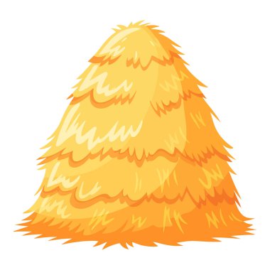 Beyaz bir arka planda izole edilmiş Uzun, Kuru Sarı Saman Yığını