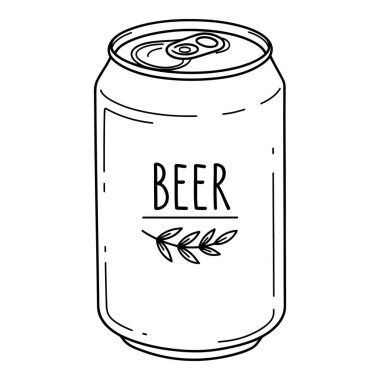 Basit Tasarımlı Bir Bira Kutusunun El Çizimi İllüstrasyonu