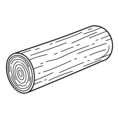 Kaba ahşap kütüğün izole edilmiş basit bir çizimi