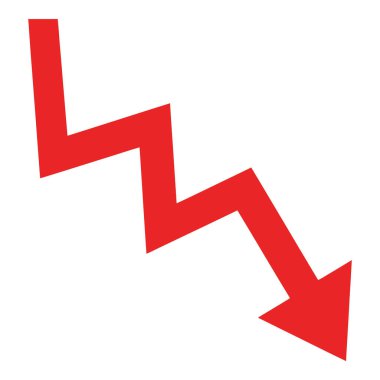 Kırmızı Ok Eğilimi Aşağı Zigzag Oku izole edildi