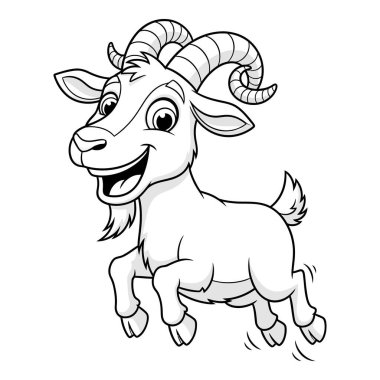 Mutlu bir çizgi film Keçisi Neşeli bir şekilde sıçrıyor