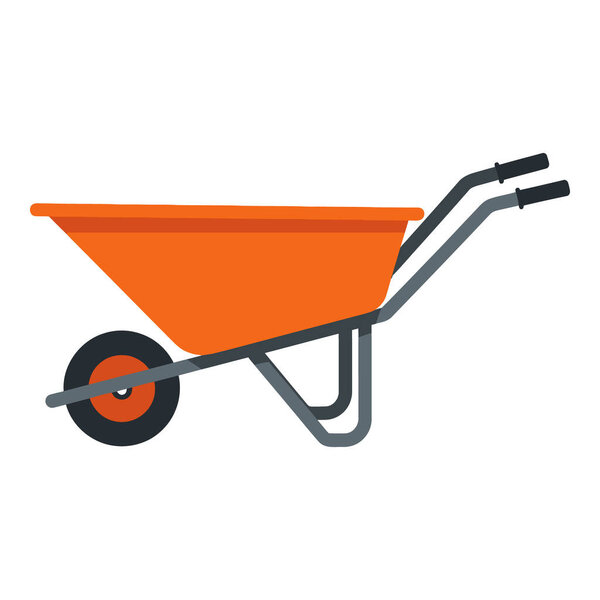 Оранжевый тачка для садовых работ Транспортные материалы изолированы