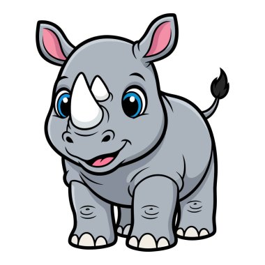 Şirin Bebek Gergedan Çizgi Film Karakteri Sevimli Safari Hayvanı