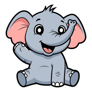 Sevimli bebek fil mutlu bir ifadeyle selam veriyor.