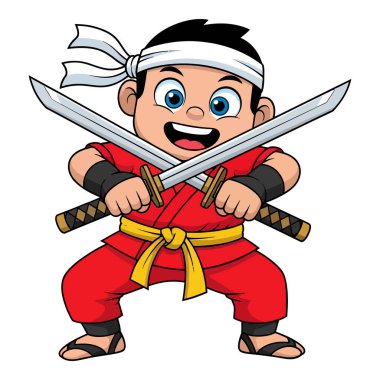 Genç Savaşçı Çapraz Kılıçlarla Dövüş Yetenekleri Çalışıyor