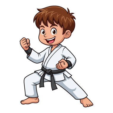 Kara kuşakla Karate Ci 'sinde Dövüş Sanatları Çalışan Mutlu Genç Çocuk