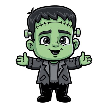 Sevimli Küçük Canavar Frankenstein Karakteri Kollarını Aç