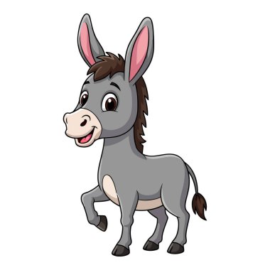 Mutlu bir ifadesi ve uzun kulakları olan şirin bir eşek.