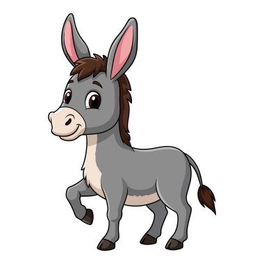 Sevimli Çizgi Film Eşeği Mutlu Gülümseyen ve Koca Kulaklı