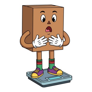 Şok olmuş karikatür kutusu karakteri, ağırlıkla şaşırtılıyor.