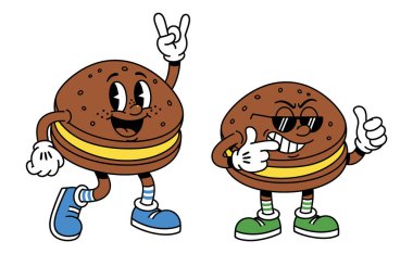 Retro Çizgi Film Sandviç Kurabiyeleri Dans ve Pozisyon Eğlencesi