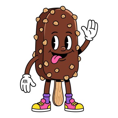 Retro Animasyon Dondurma Çubuğu Karakteri Merhaba