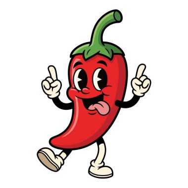 Komik çizgi film Chili Pepper Karakteri Coşkuyla Dans Ediyor