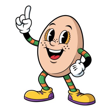 Dost Yüzlü ve Çizgili Klasik Çizgi Film Yumurta Karakteri