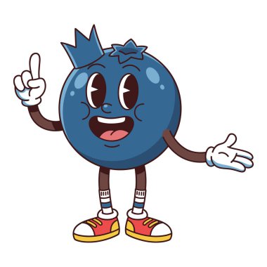 Taç ve Çatlak İfadesiyle Retro Yaban mersini Karakteri