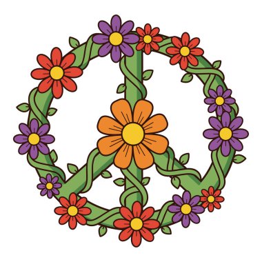 Barış Sembolü Renkli Çiçekler ve Sevgi ve Uyumu Sembolize eden Yeşillik