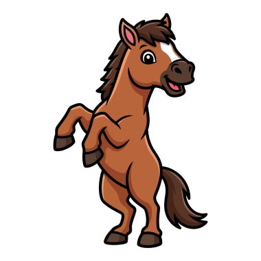 Mutlu İfadeyle Hind Legs 'in üzerinde duran şirin çizgi film atı.