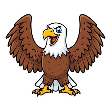 Çizgi film Kel Kartal Görkemli kanatlarını açık gagası ve parlak gözleriyle açıyor