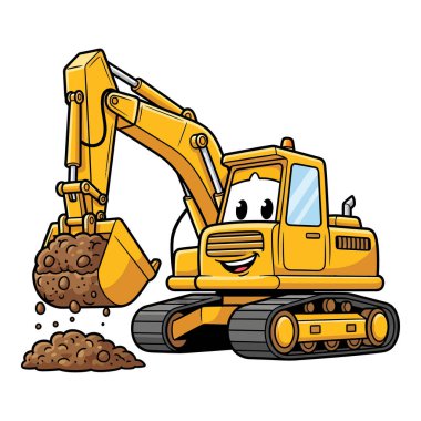 Neşeli Sarı Kazıcı Gülümseyerek Toprağı Kazıyor