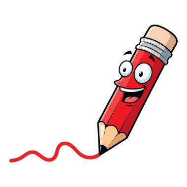 Komik Kırmızı Kalem Karakteri Dalgalı Çizgi Çizim Çizimi Çizimi