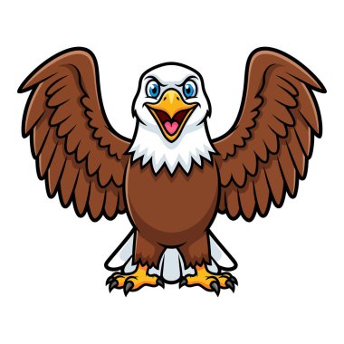 Mutlu kartal çizgi filmi Kanatlarını açık gagasıyla açıyor