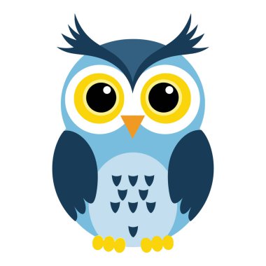 Sevimli Baykuş Çizgisi Karakteri Büyük İfade Eden Gözler