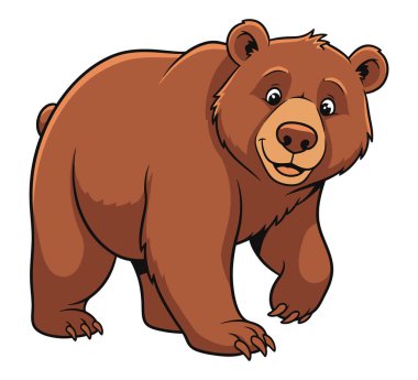 Dost canlısı çizgi film Kahverengi Ayı Dışarıda yürüyor ve Mutlu görünüyor