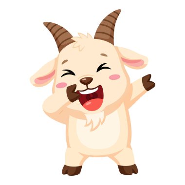 Neşeli Çizgi Film Keçi Karakteri Dans ve Mutlulukla Doldurma