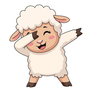 Sevimli Koyun Çizgi Filmi Neşeli İfadeyle Dans Ediyor