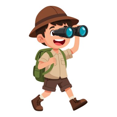 Dürbünlü ve sırt çantalı genç kaşif macera arıyor.