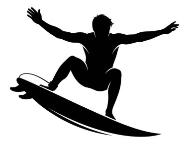 Sörf tahtası silueti olan sörfçü