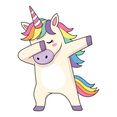 Tuhaf Gökkuşağı Tekboynuzu Neşeli İfadesiyle Eğlenceli Dans Pozu Veriyor