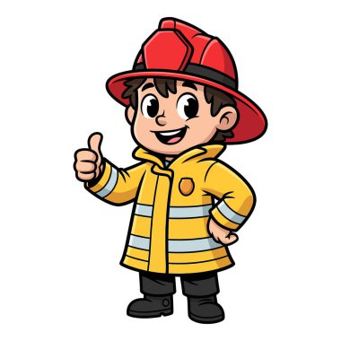 Dost Canlısı Çizgi Film İtfaiyecisi Başparmağını kaldırıyor