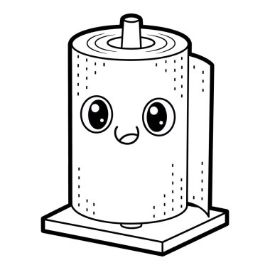 Şirin Kawaii Karikatür Kağıt Havlu Tutacağı ve Mutlu Yüzlü